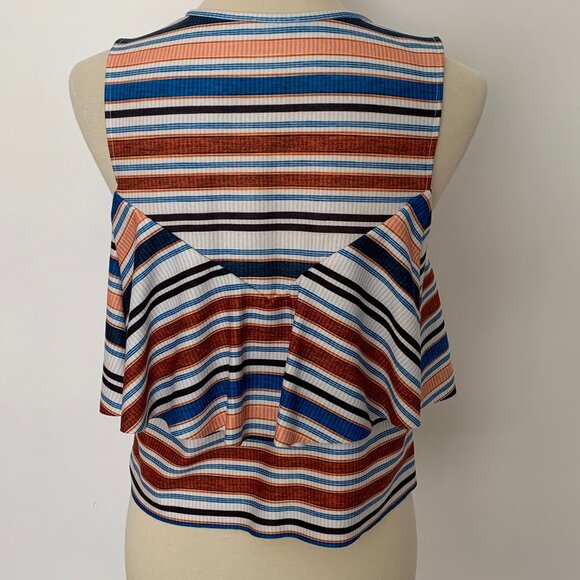Zara Crop Stripe Frilled Top - Picture 10 of 11